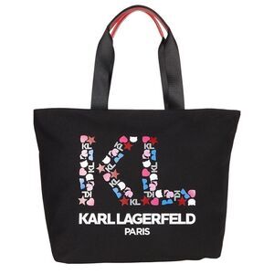 Karl Lagerfeld Paris Kristen Tote Black City Heart Sca Print Cat Canvas Large